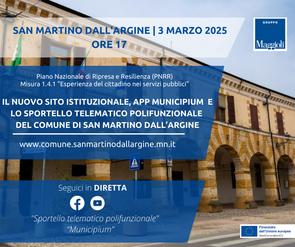 Nuovo sito istituzionale, App Municipium e Sportello Telematico Polifunzionale del Comune di San Martino dall’Argine